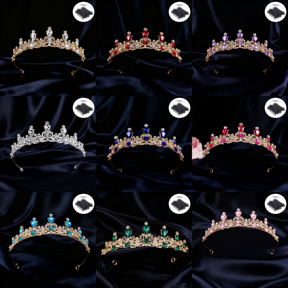 Vintage Fashion Events - Bridal Tiara Vintage Scroll Rhinestone Queen