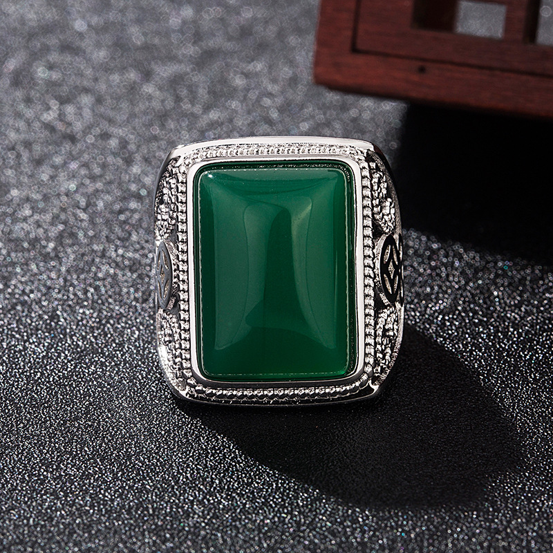 Vintage Fashion Designers - Green Natural Jade Rings Real Jewelry