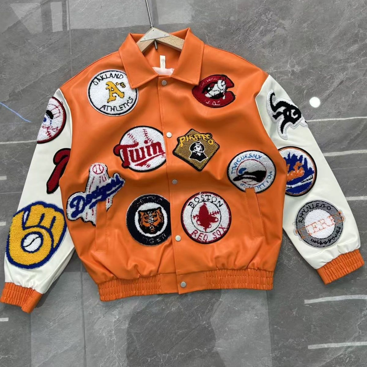 Varsity Jacket Wool - American retro letter motorcycle patch mens
