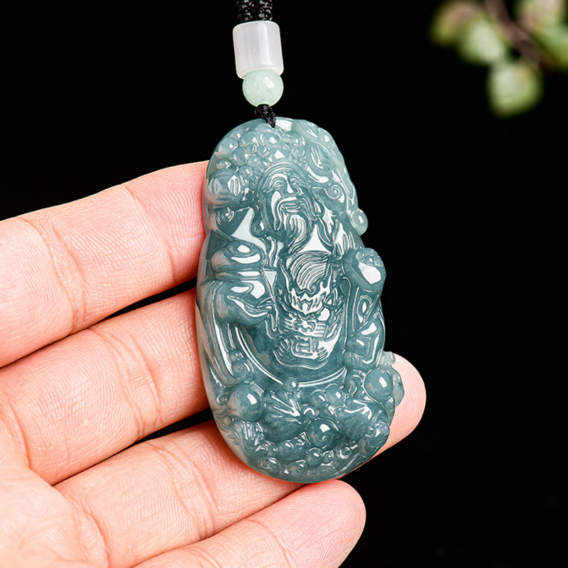 Vintage Fashion Designers - Myanmar Jadeite God of Wealth Pendant