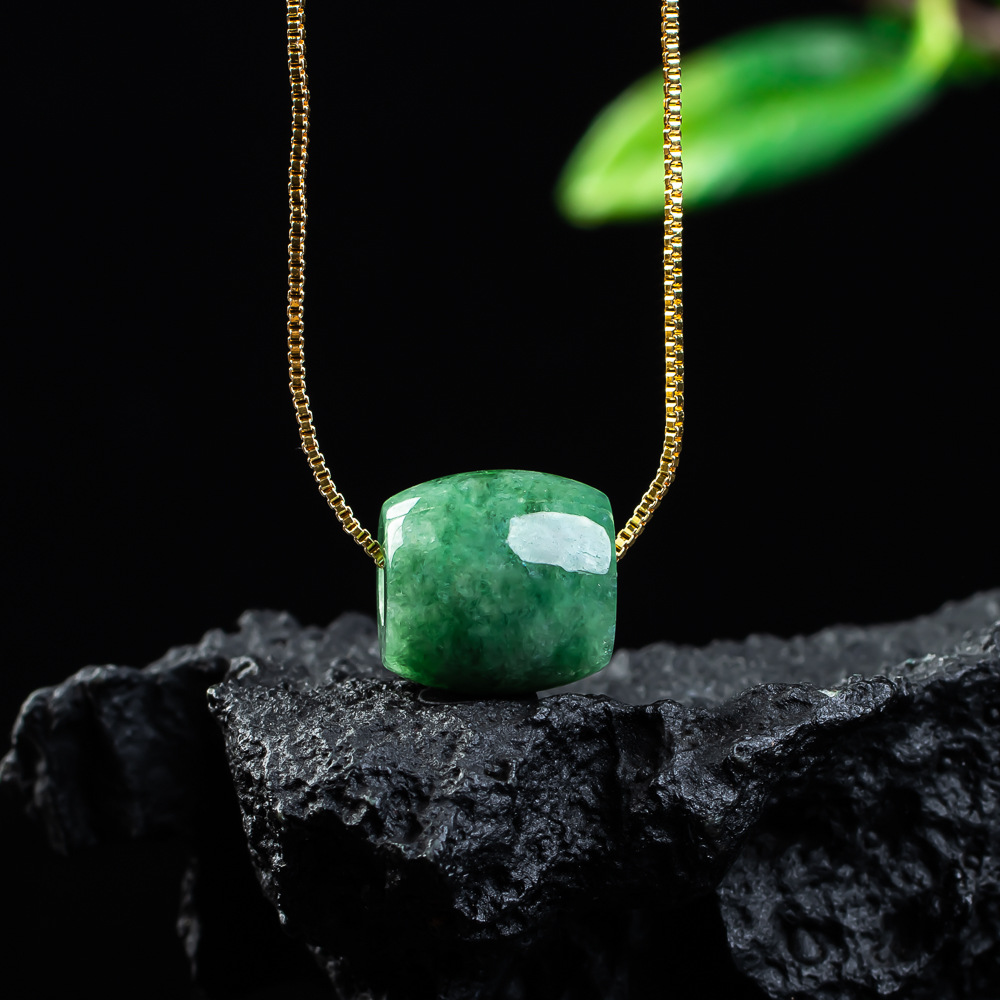 Vintage Fashion Designers - Natural Real Jade Bead Pendant Myanmar
