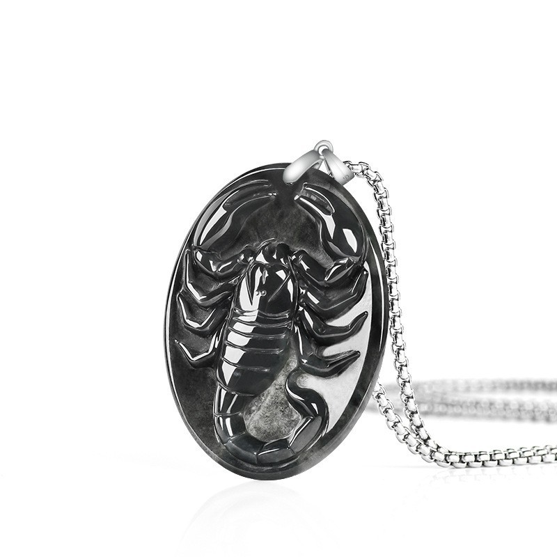 Vintage Fashion Designers - Myanmar Jadeite Scorpion Pendant Necklace Luxury