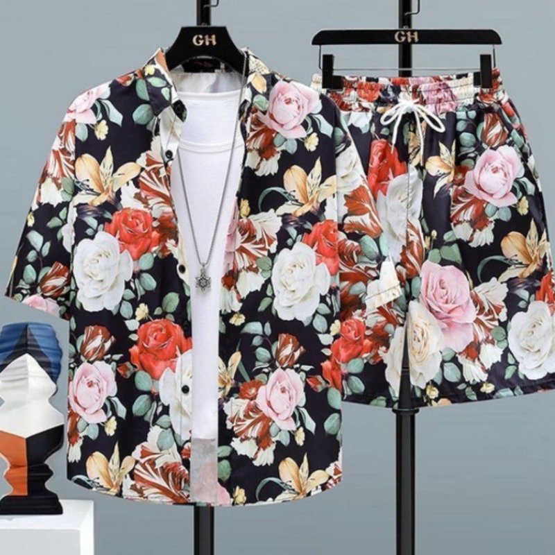 Summer Men Travel Outfit Ice S - đánh giá và giá Printed Floral Shirt