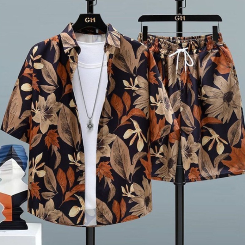 Summer Men Travel Outfit Ice S - đánh giá và giá Printed Floral Shirt