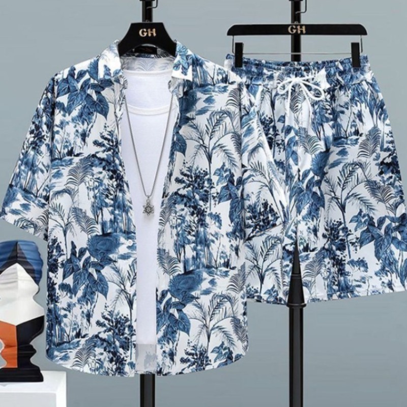 Summer Men Travel Outfit Ice S - đánh giá và giá Printed Floral Shirt
