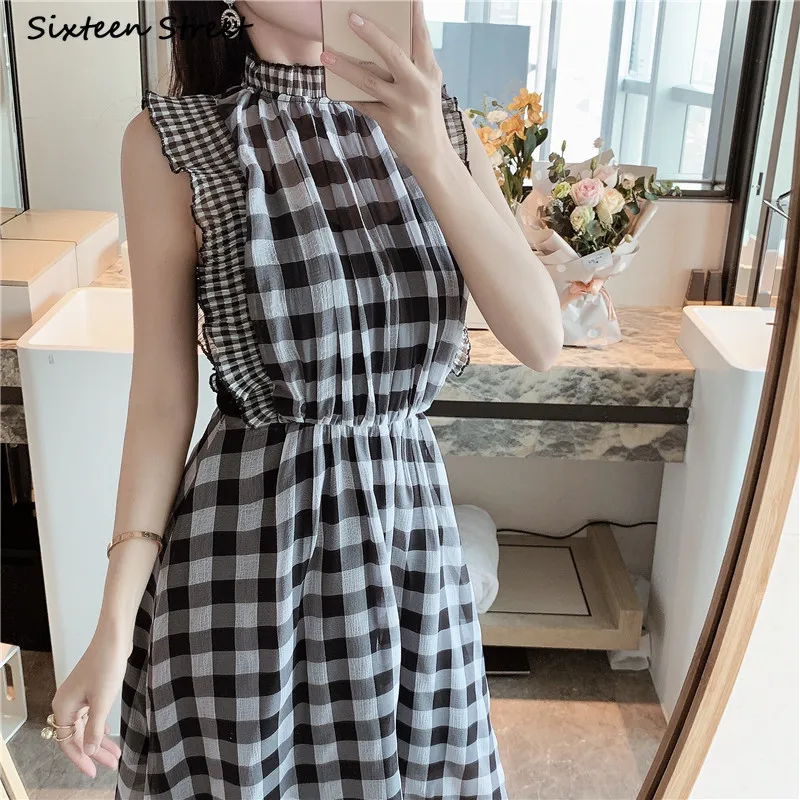 Plaid Sleeveless Dress for Wom - đánh giá và giá Vintage Fashion Runway