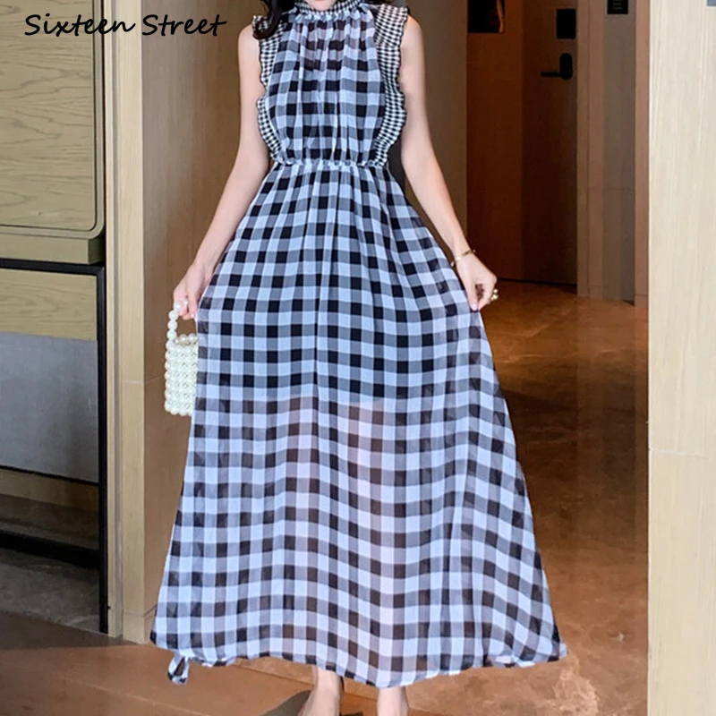Plaid Sleeveless Dress for Wom - đánh giá và giá Vintage Fashion Runway