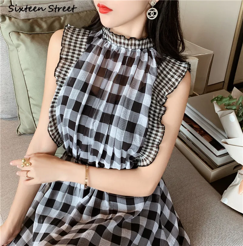 Plaid Sleeveless Dress for Wom - đánh giá và giá Vintage Fashion Runway