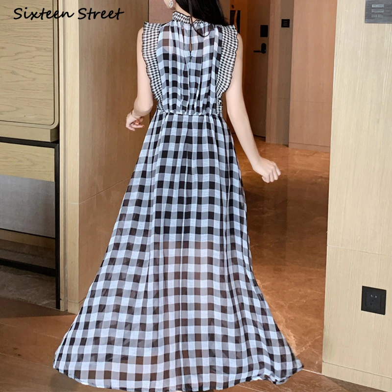 Plaid Sleeveless Dress for Wom - đánh giá và giá Vintage Fashion Runway