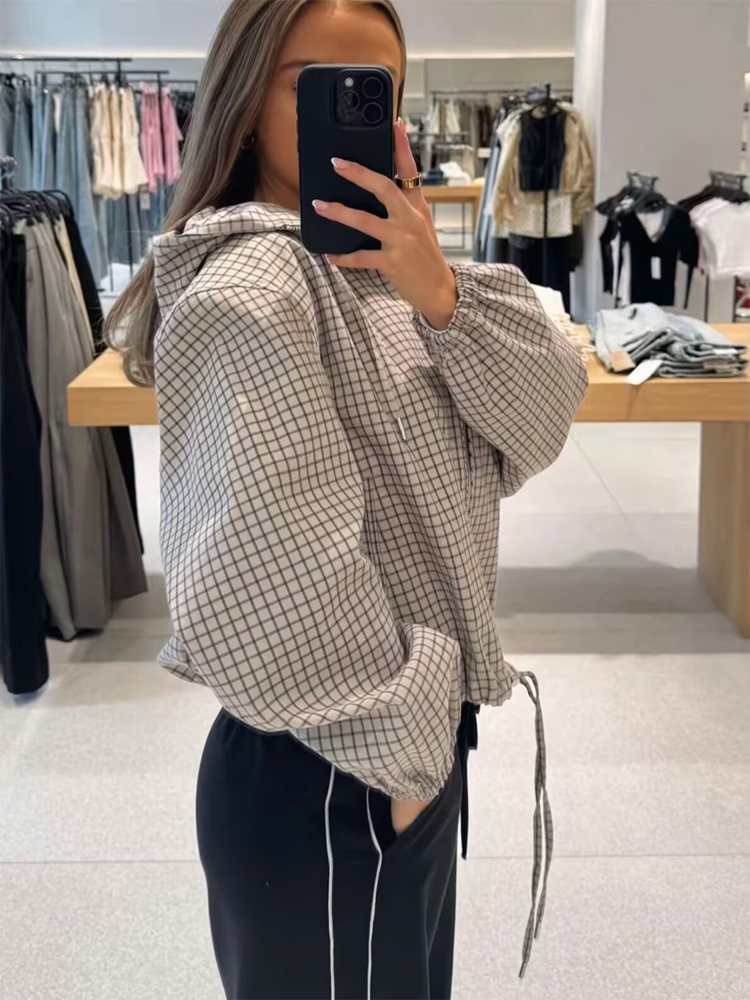 MUJER Plaid Hooded Jacket Woma - đánh giá và giá Varsity Jacket Wool