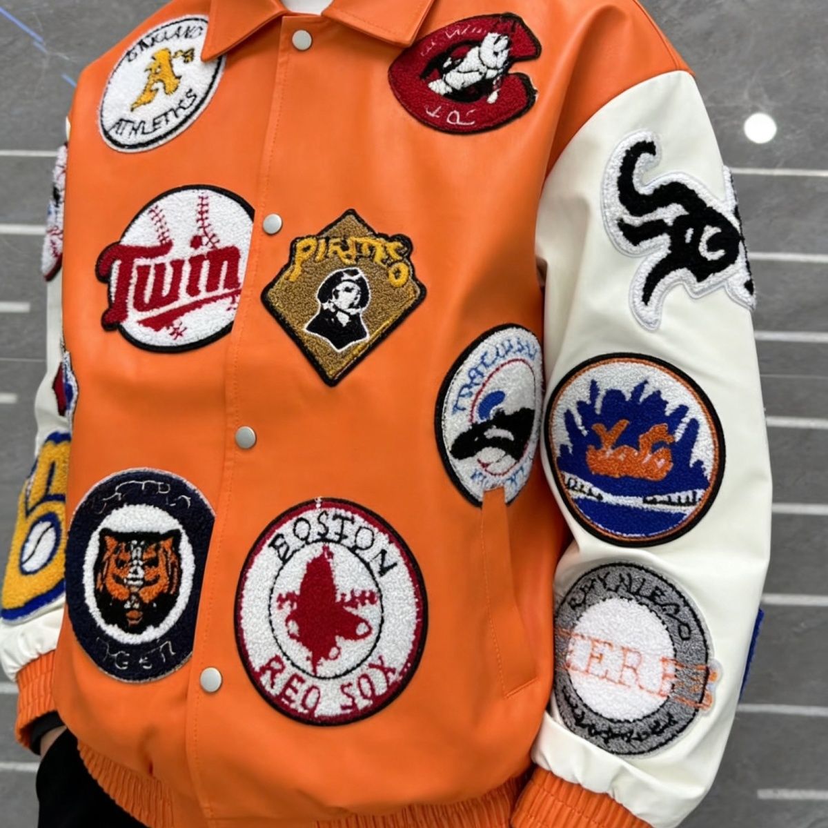 American retro letter motorcyc - đánh giá và giá Varsity Jacket Wool