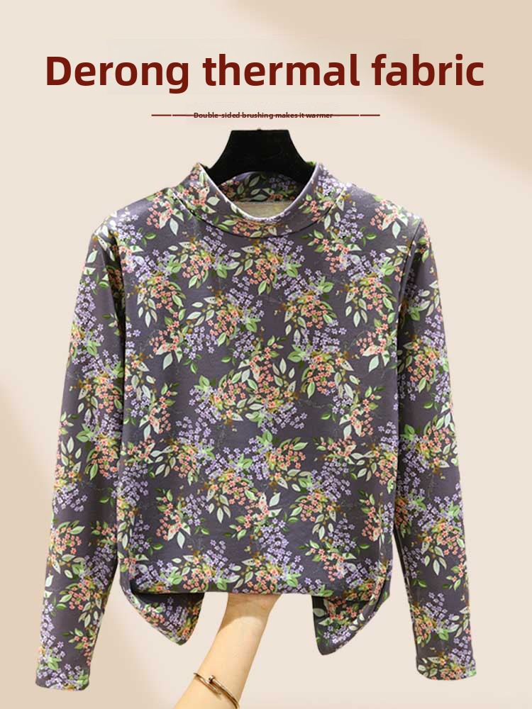 Thickened Fleece Floral Print  - đánh giá và giá Printed Floral Shirt