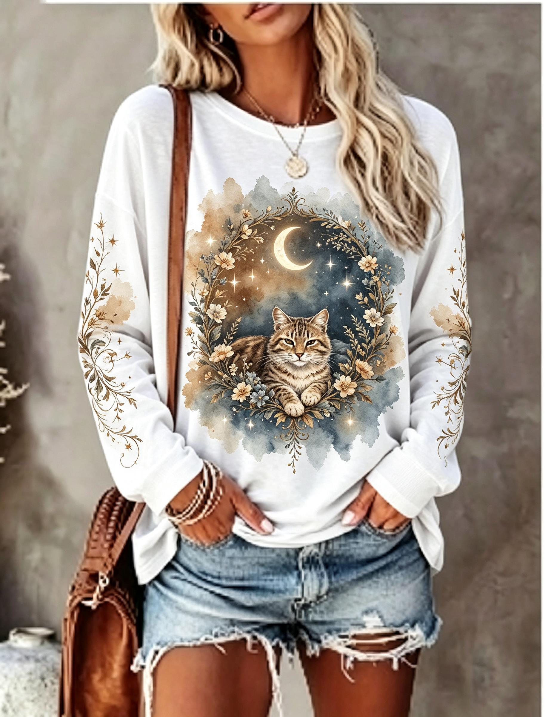 Women Long Sleeve T Shirt Howl - đánh giá và giá Printed Floral Shirt